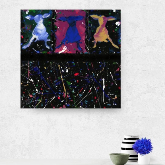 OOAK Abstract Chi Dog Painting by Kathy Morton Stanion - Chihuahua Party - Picture 3 of 8